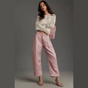 NEW Size 10 Women's Cinched Hem Trousers, Lilac - Anthropologie